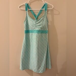 Title nine turquoise geometric print athletic dress L